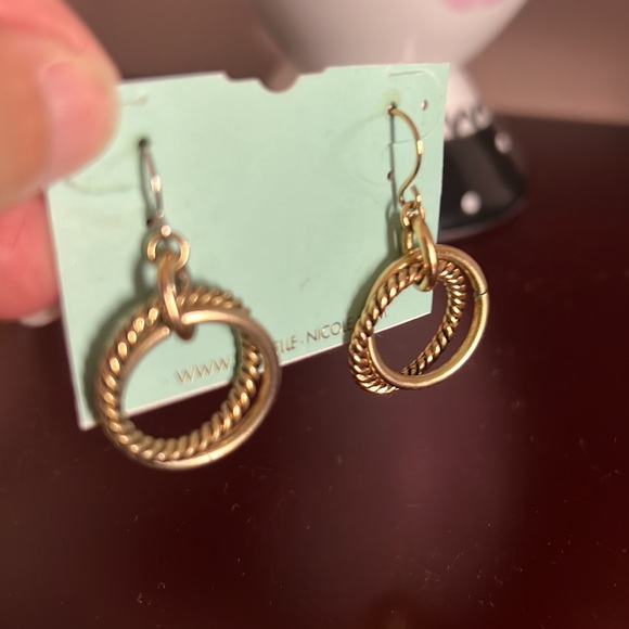 Danielle Nicole Women’s Round Double Circle Gold Plated Twisted Loop Earrings - Picture 3 of 6